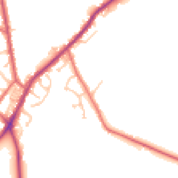 Daytime road noise heatmap for NE16 5EP