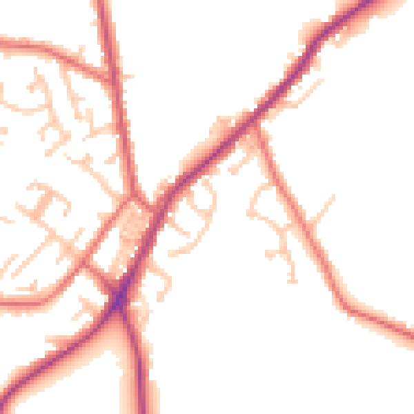 Daytime road noise heatmap for NE16 5HA