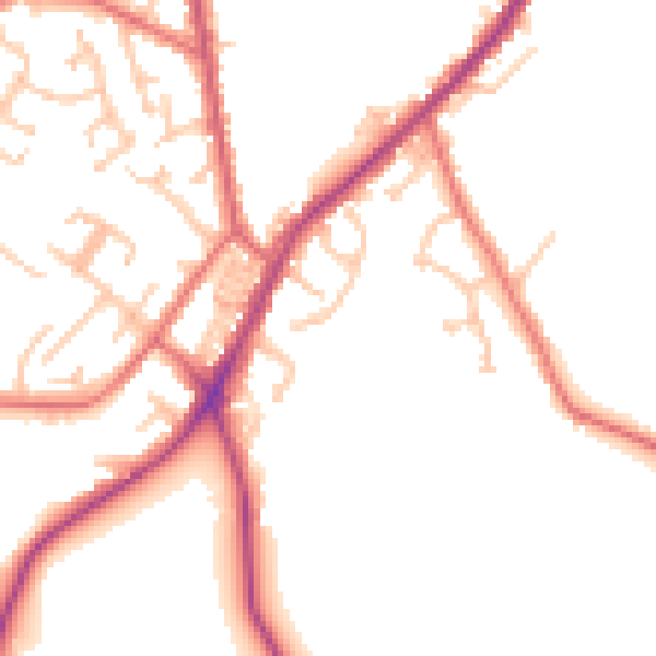 Daytime road noise heatmap for NE16 5HB