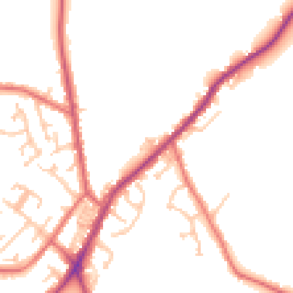 Daytime road noise heatmap for NE16 5HD