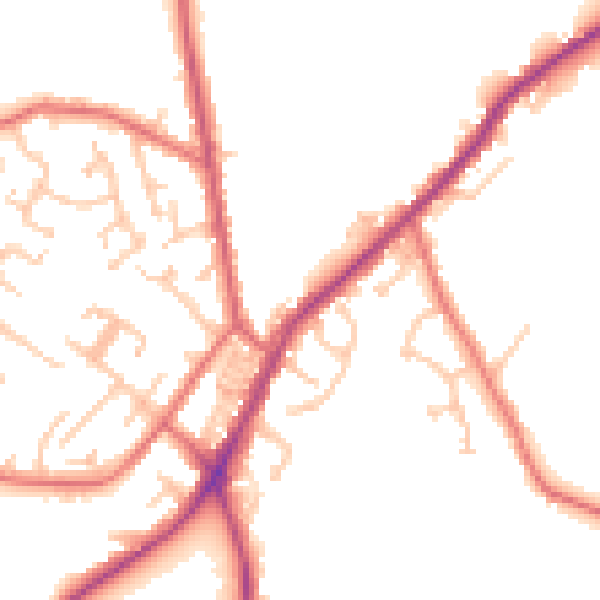 Daytime road noise heatmap for NE16 5LG