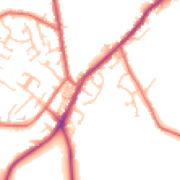 Daytime road noise heatmap for NE16 5LH