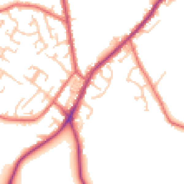 Daytime road noise heatmap for NE16 5LJ