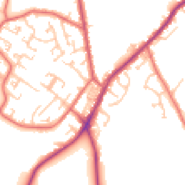Daytime road noise heatmap for NE16 5LS