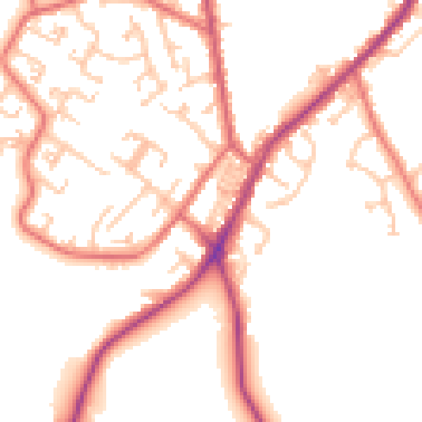 Daytime road noise heatmap for NE16 5LT