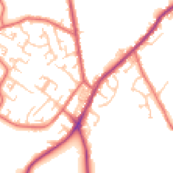 Daytime road noise heatmap for NE16 5LU
