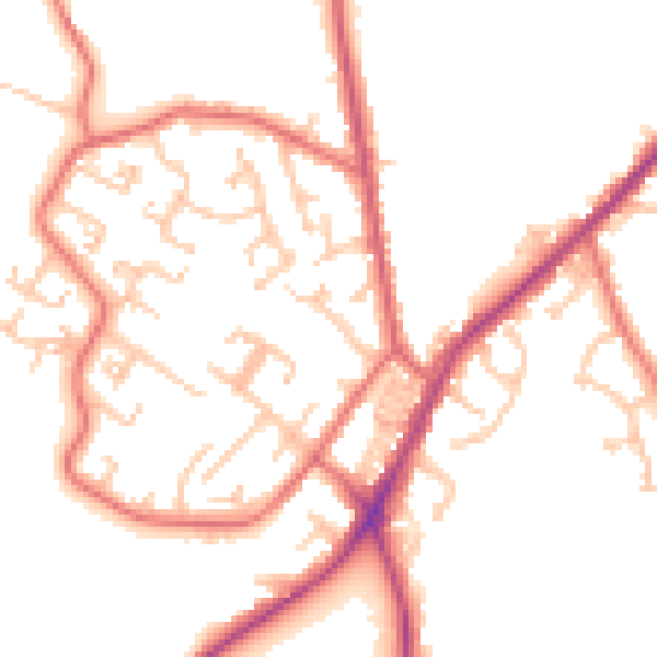 Daytime road noise heatmap for NE16 5LY