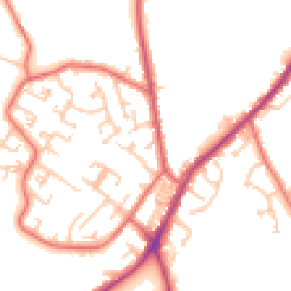 Daytime road noise heatmap for NE16 5NB