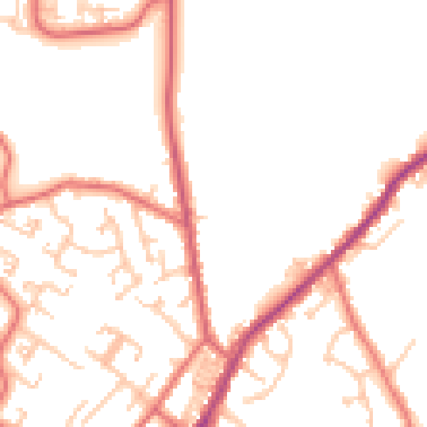 Daytime road noise heatmap for NE16 5ND
