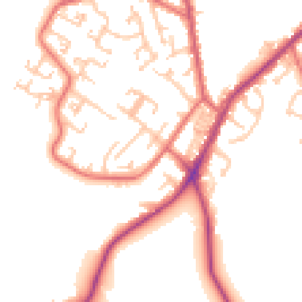 Daytime road noise heatmap for NE16 5NT