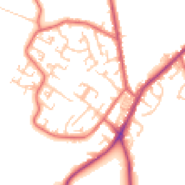 Daytime road noise heatmap for NE16 5PB