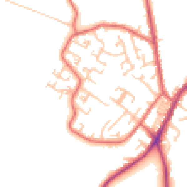 Daytime road noise heatmap for NE16 5PX