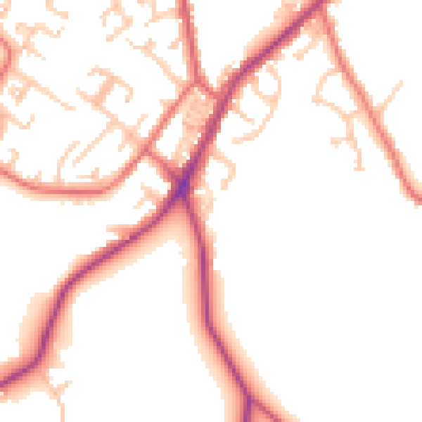 Daytime road noise heatmap for NE16 5QF
