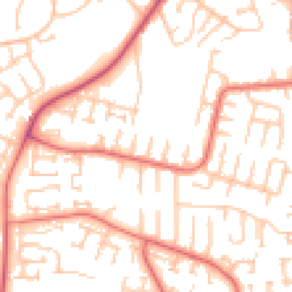 Daytime road noise heatmap for NE16 5SA