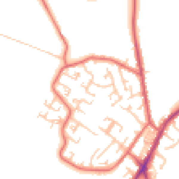 Daytime road noise heatmap for NE16 5XT