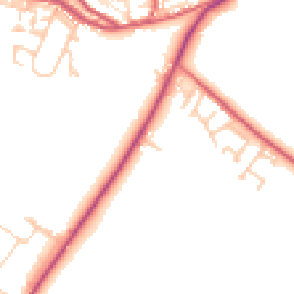 Daytime road noise heatmap for NE16 6DZ