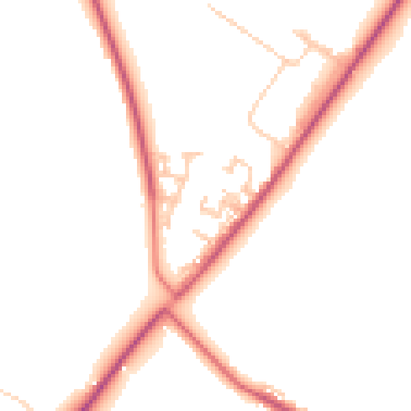 Daytime road noise heatmap for NE16 6EH