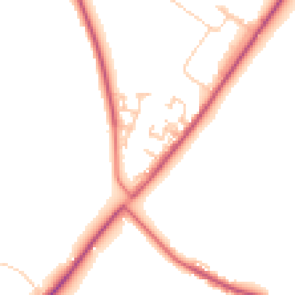 Daytime road noise heatmap for NE16 6EN