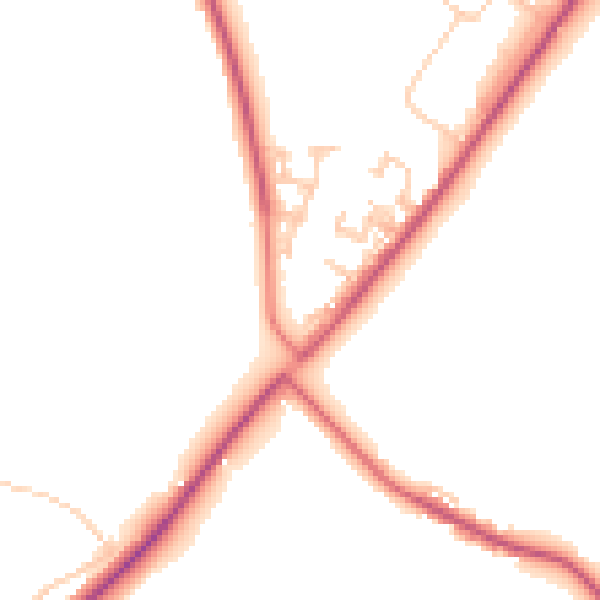 Daytime road noise heatmap for NE16 6ES