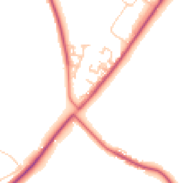 Daytime road noise heatmap for NE16 6EW