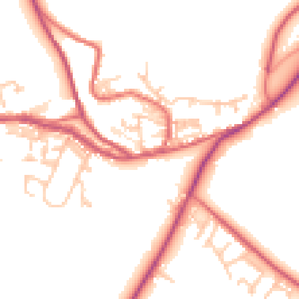 Daytime road noise heatmap for NE16 6LY