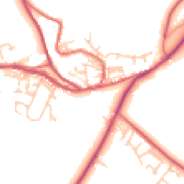 Daytime road noise heatmap for NE16 6LZ