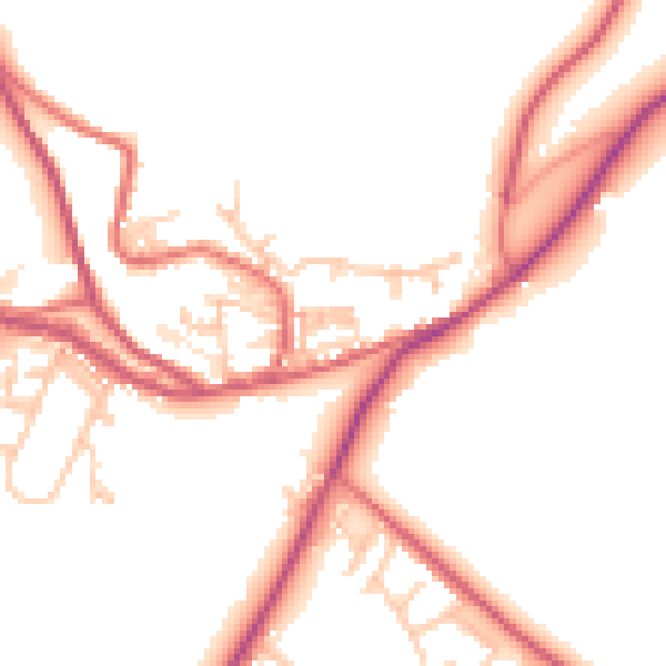 Daytime road noise heatmap for NE16 6NW