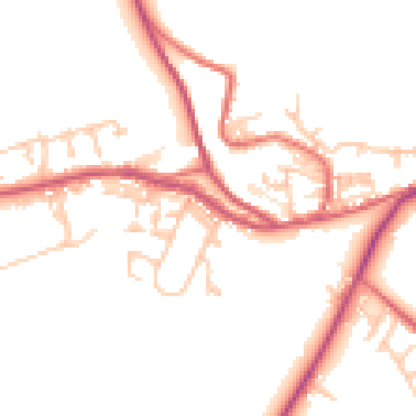 Daytime road noise heatmap for NE16 6PZ