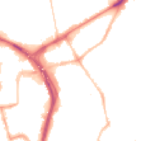 Night-time road noise heatmap for NE2 1AT