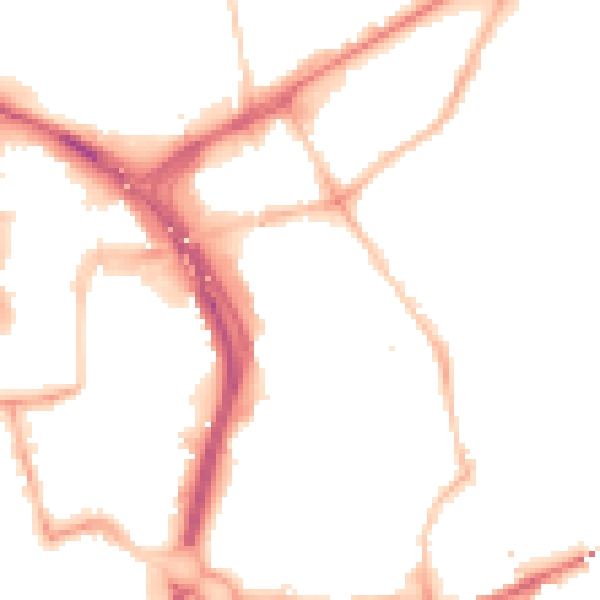 Night-time road noise heatmap for NE2 1AU