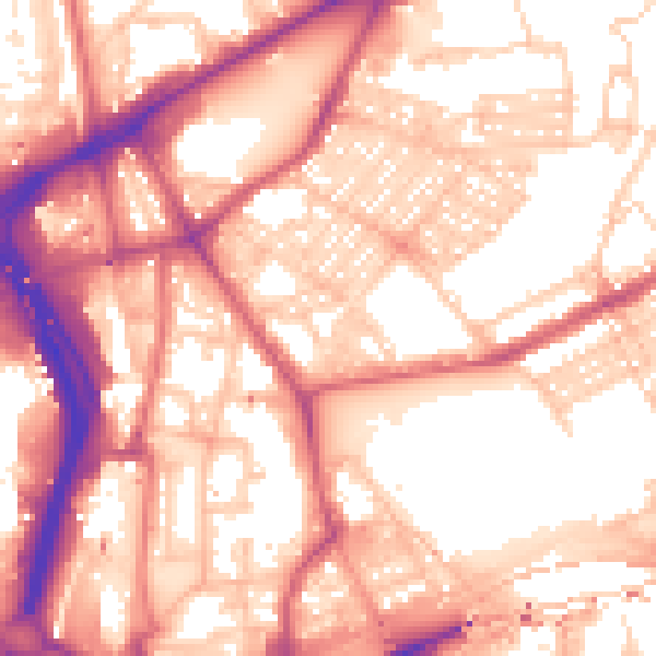 Daytime road noise heatmap for NE2 1BD