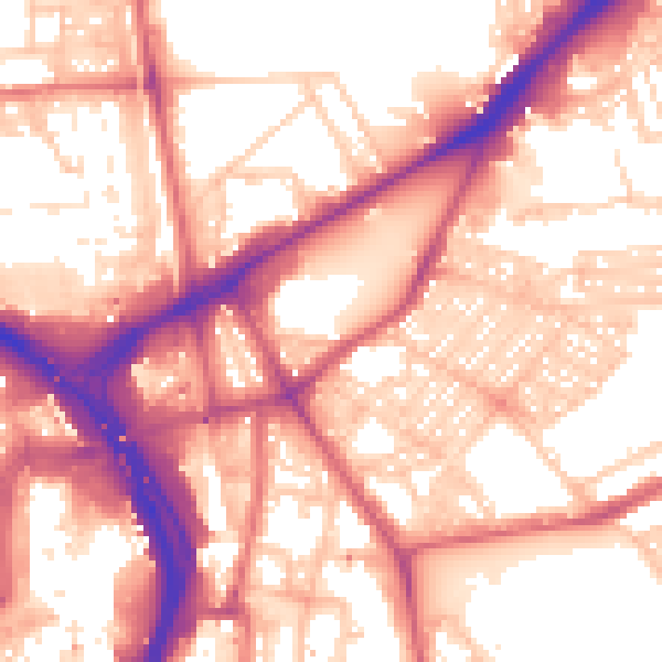 Daytime road noise heatmap for NE2 1BN