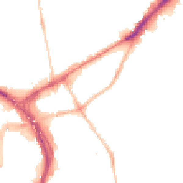 Night-time road noise heatmap for NE2 1BN