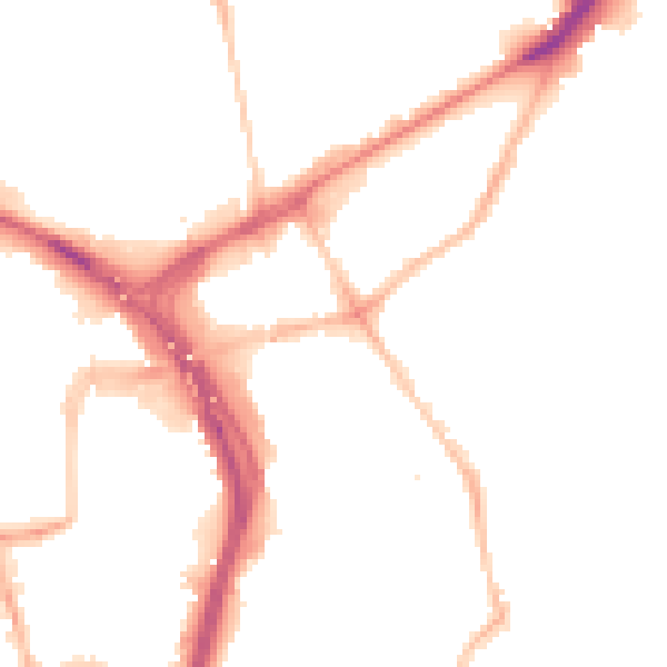 Night-time road noise heatmap for NE2 1DD