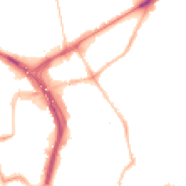 Night-time road noise heatmap for NE2 1DH