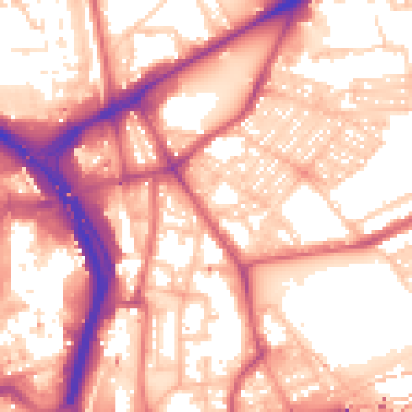 Daytime road noise heatmap for NE2 1DJ