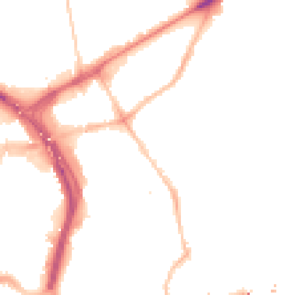 Night-time road noise heatmap for NE2 1DJ
