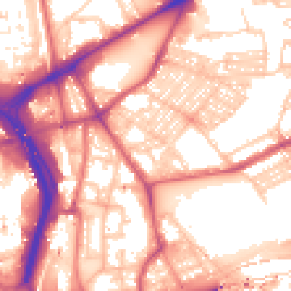 Daytime road noise heatmap for NE2 1DL