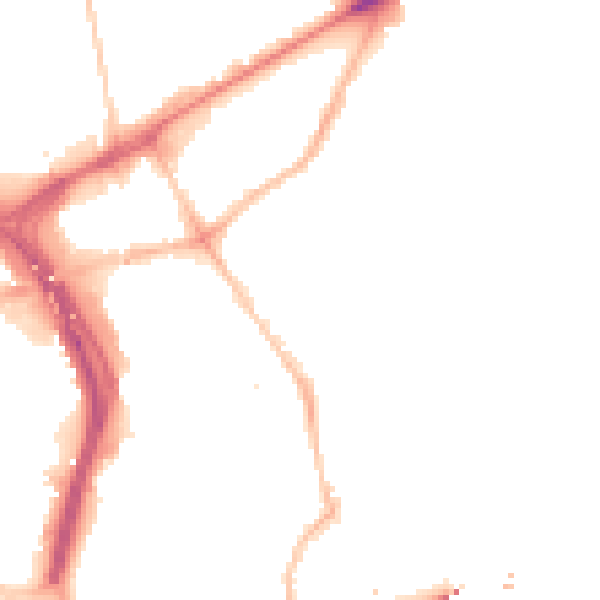 Night-time road noise heatmap for NE2 1DL