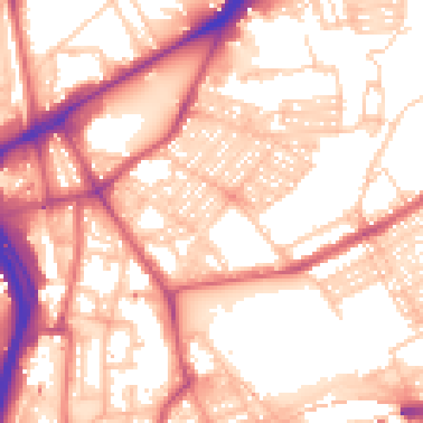 Daytime road noise heatmap for NE2 1DN