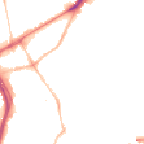 Night-time road noise heatmap for NE2 1DN