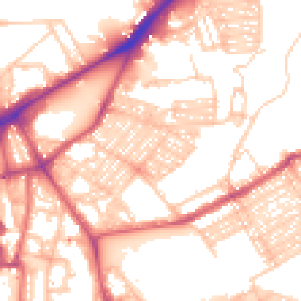 Daytime road noise heatmap for NE2 1DP