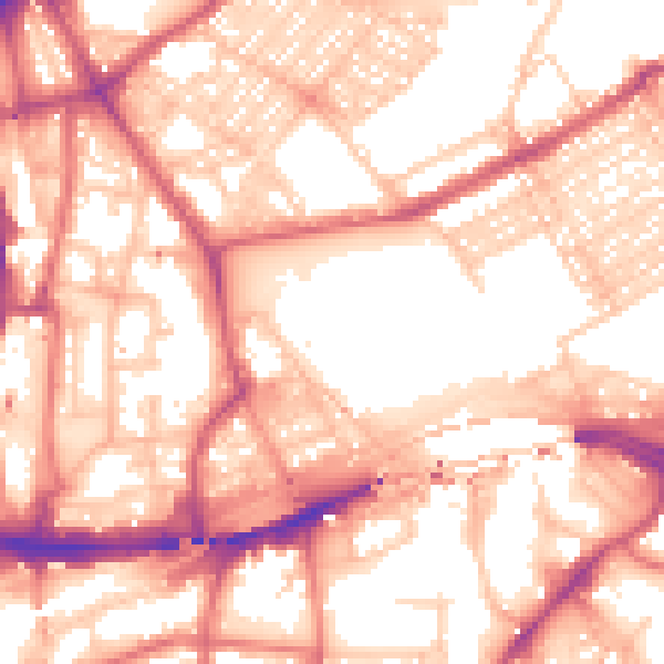 Daytime road noise heatmap for NE2 1DU