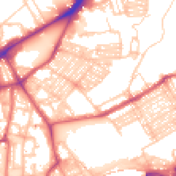 Daytime road noise heatmap for NE2 1DY