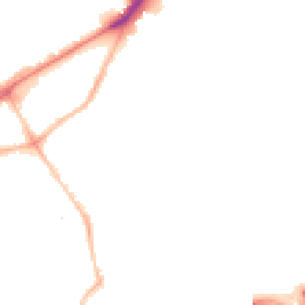 Night-time road noise heatmap for NE2 1DY