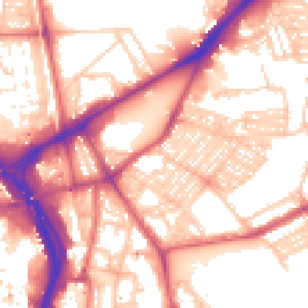 Daytime road noise heatmap for NE2 1EA