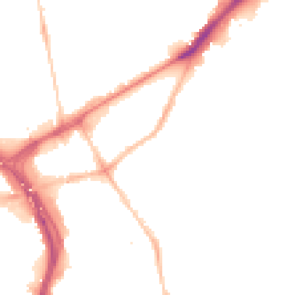 Night-time road noise heatmap for NE2 1EA