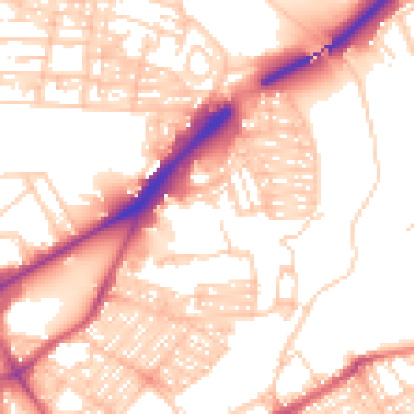 Daytime road noise heatmap for NE2 1ER