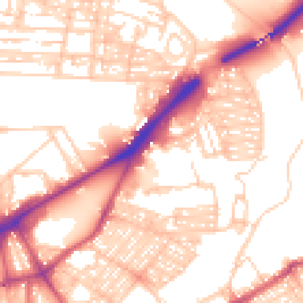 Daytime road noise heatmap for NE2 1ES