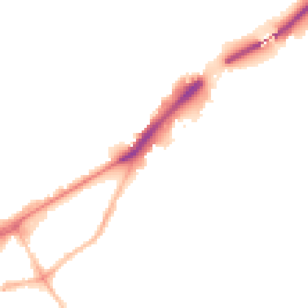 Night-time road noise heatmap for NE2 1ES